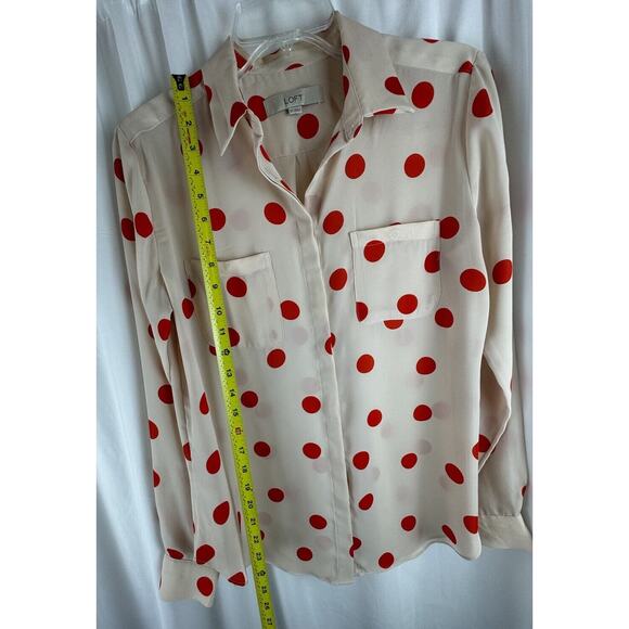 Ann Taylor LOFT Polka Dot Blouse, Nude & Orange, Sz: S, 55-43 - Picture 5 of 16